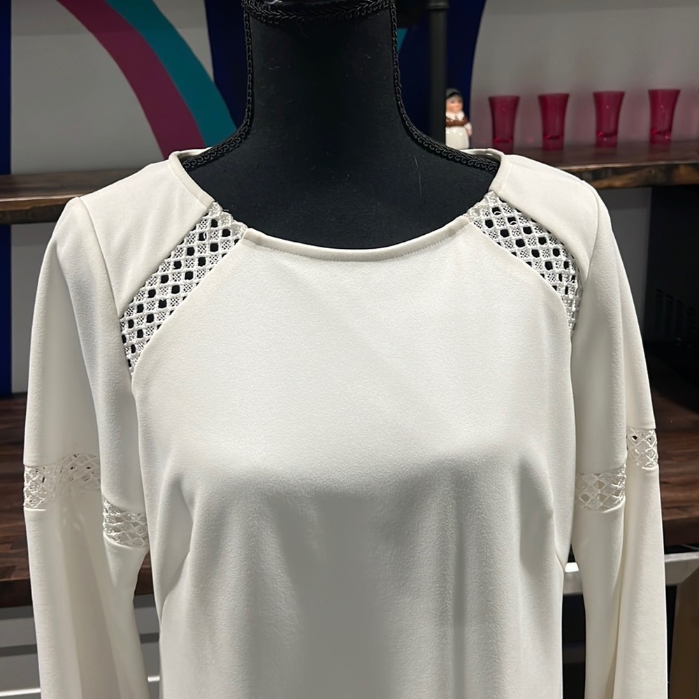 Size 10 white knee length Adriana Papell Dress